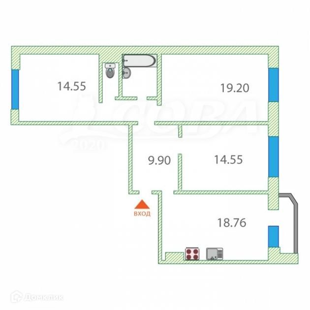 Продаётся 3-комнатная квартира, 86 м²