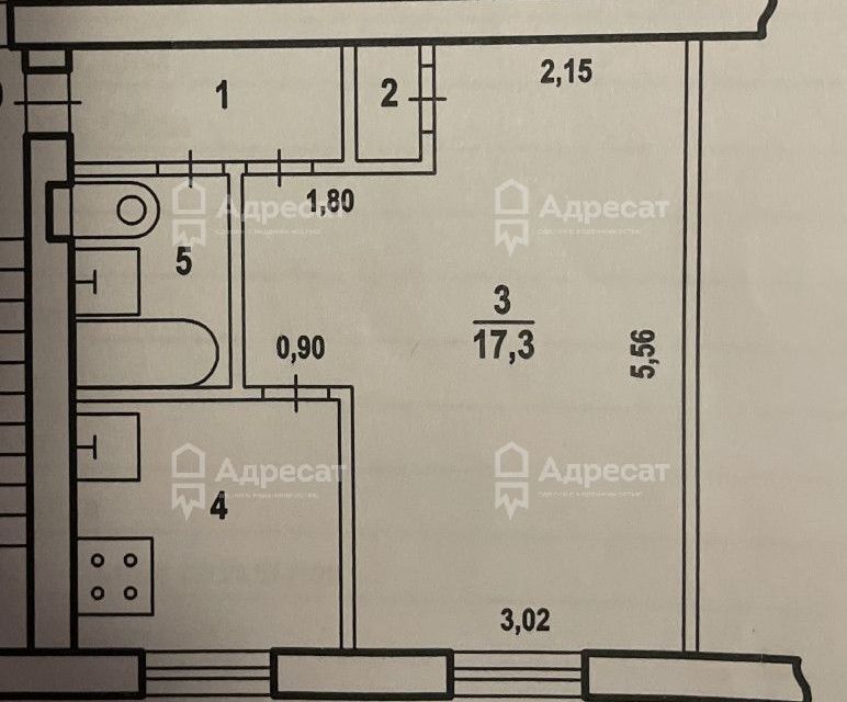 Продаётся 1-комнатная квартира, 30.3 м²