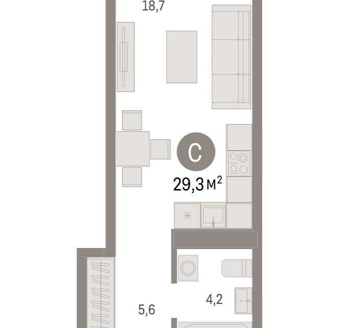 Продаётся студия, 29.3 м²