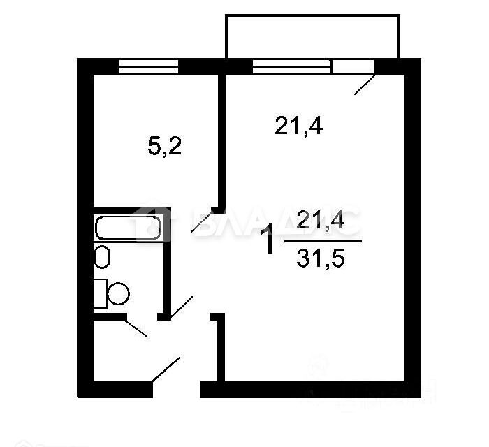 Продаётся 1-комнатная квартира, 33 м²