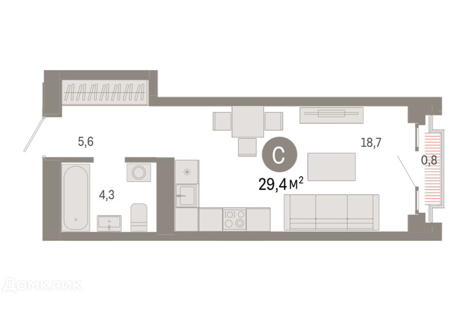 Продаётся студия, 29.4 м²