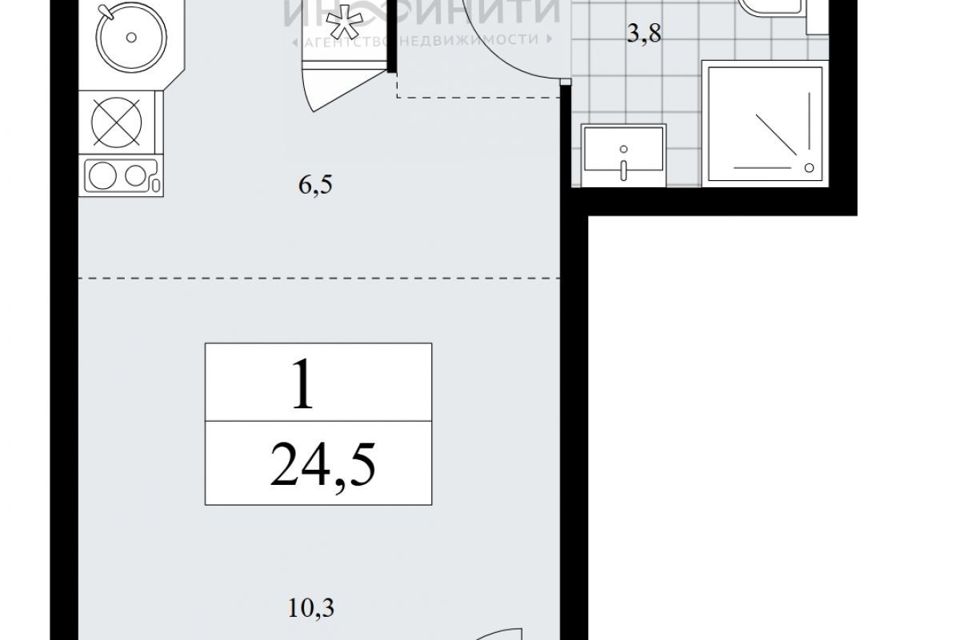 Продаётся студия, 24.5 м²