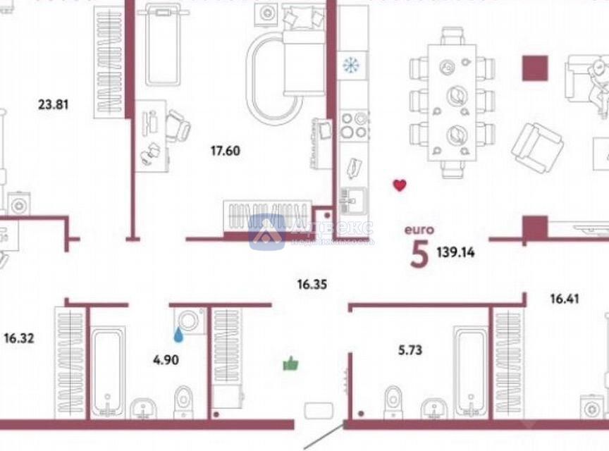 Продаётся 5-комнатная квартира, 139.8 м²
