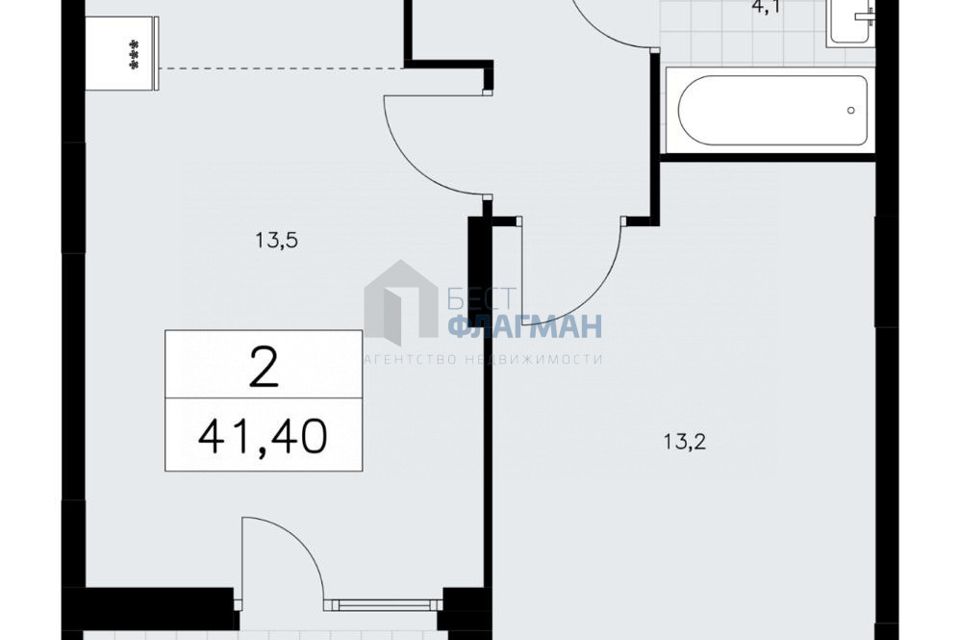 Продаётся 2-комнатная квартира, 41 м²