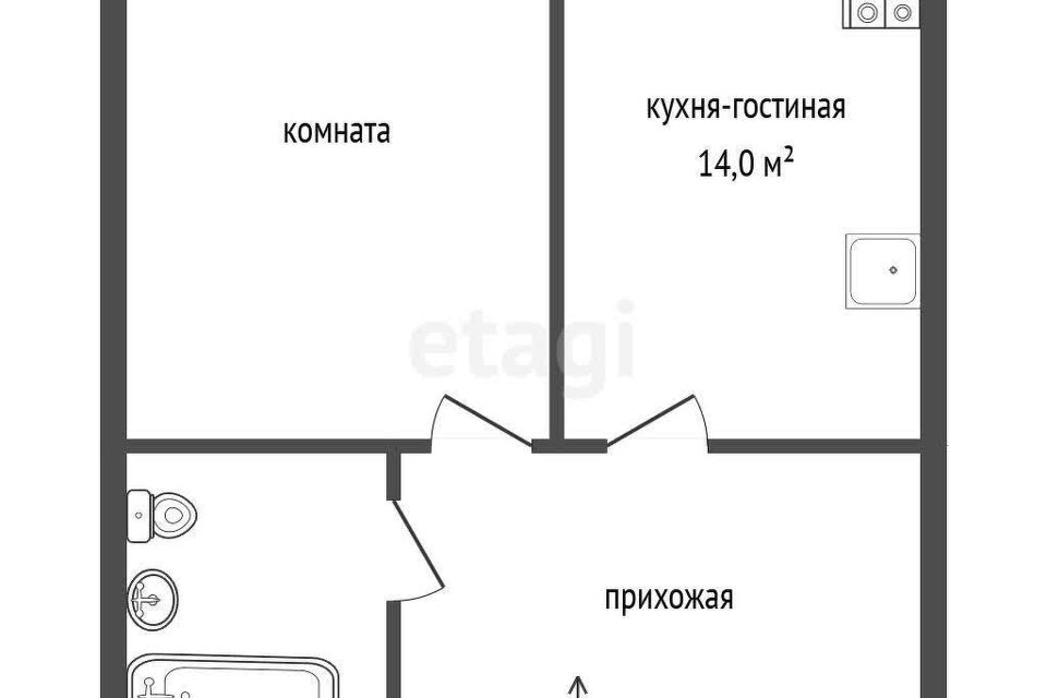 Продаётся 1-комнатная квартира, 46 м²