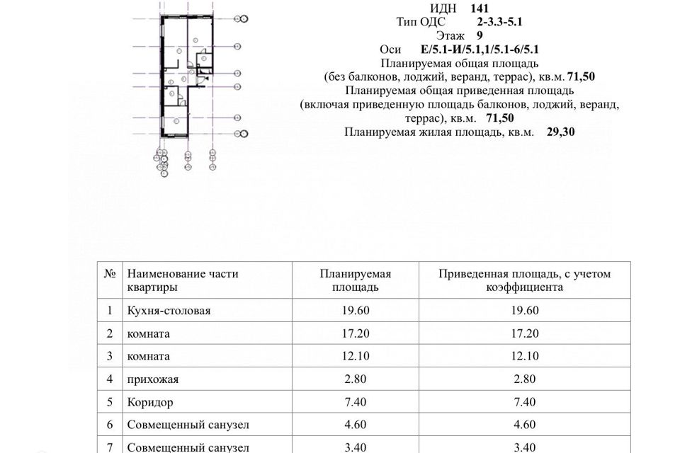 Продаётся 2-комнатная квартира, 71.5 м²