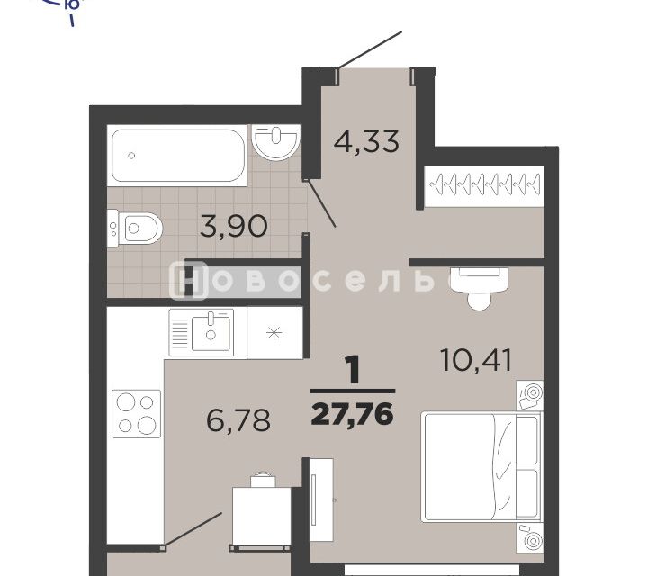 Продаётся 1-комнатная квартира, 27.76 м²