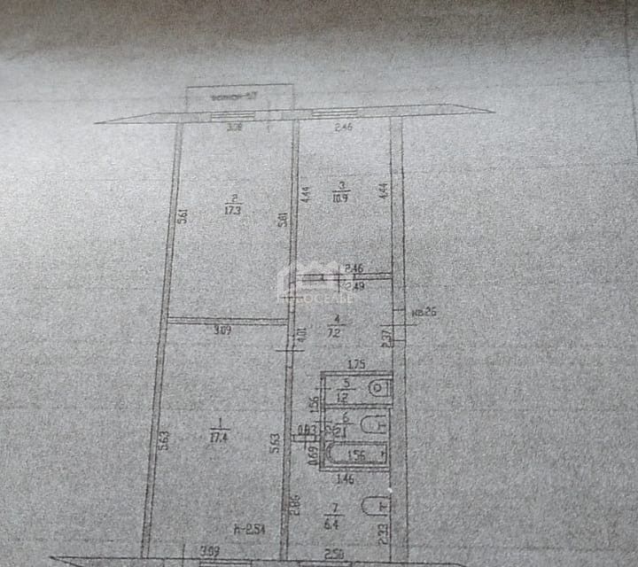 Продаётся 3-комнатная квартира, 62.5 м²