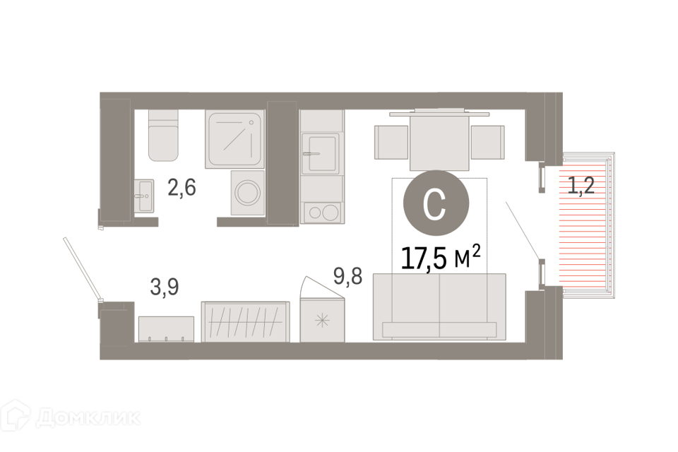 Продаётся студия, 17.5 м²