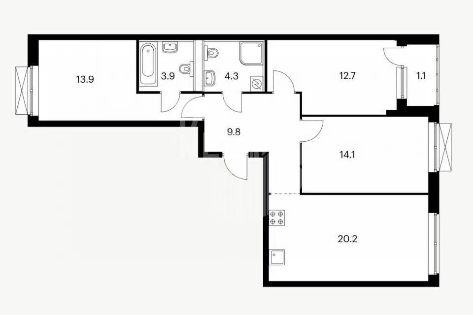 Продаётся 3-комнатная квартира, 78.9 м²