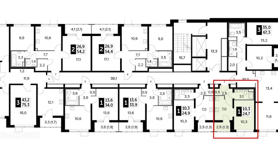 Продаётся студия, 24.7 м²