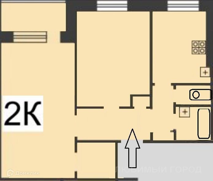 Продаётся 2-комнатная квартира, 52 м²