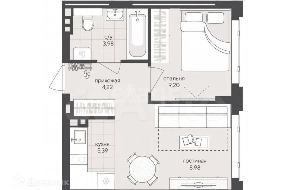 Продаётся 1-комнатная квартира, 31 м²