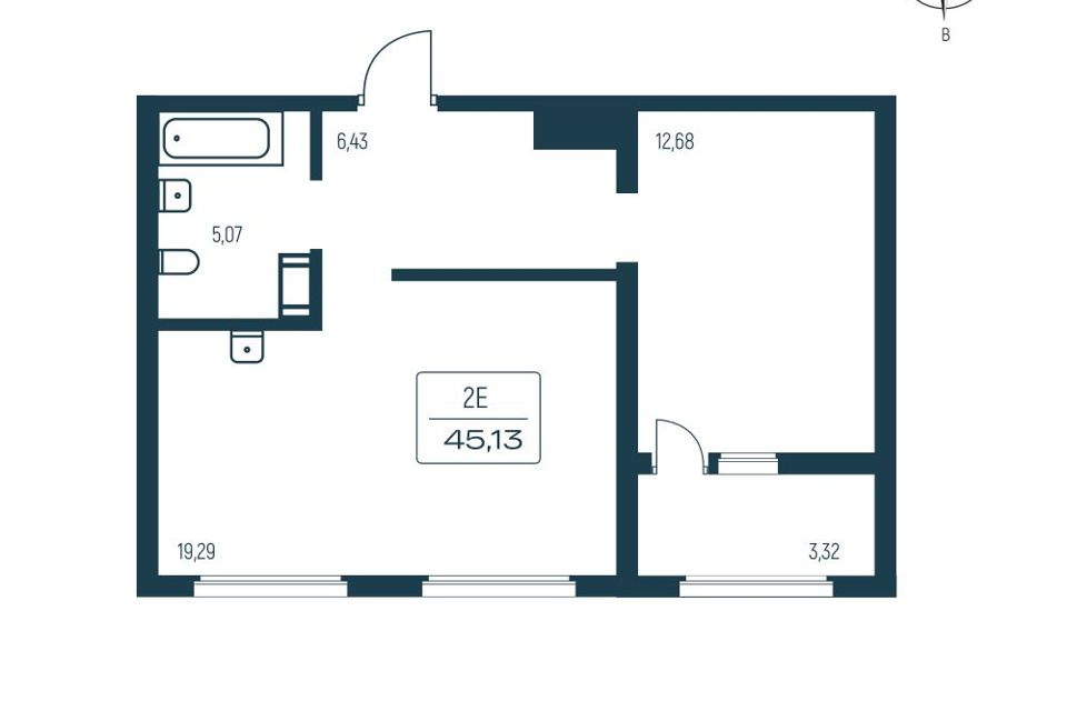 Продаётся 1-комнатная квартира, 43 м²
