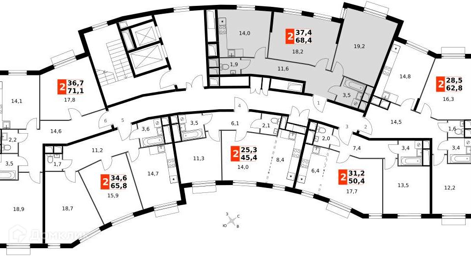 Продаётся 2-комнатная квартира, 68.5 м²