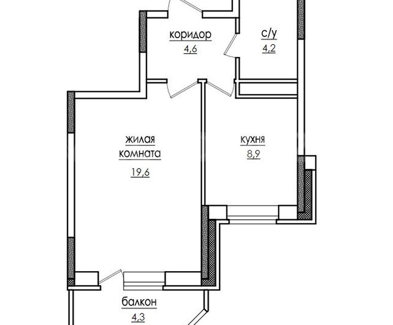Продаётся 1-комнатная квартира, 41.6 м²