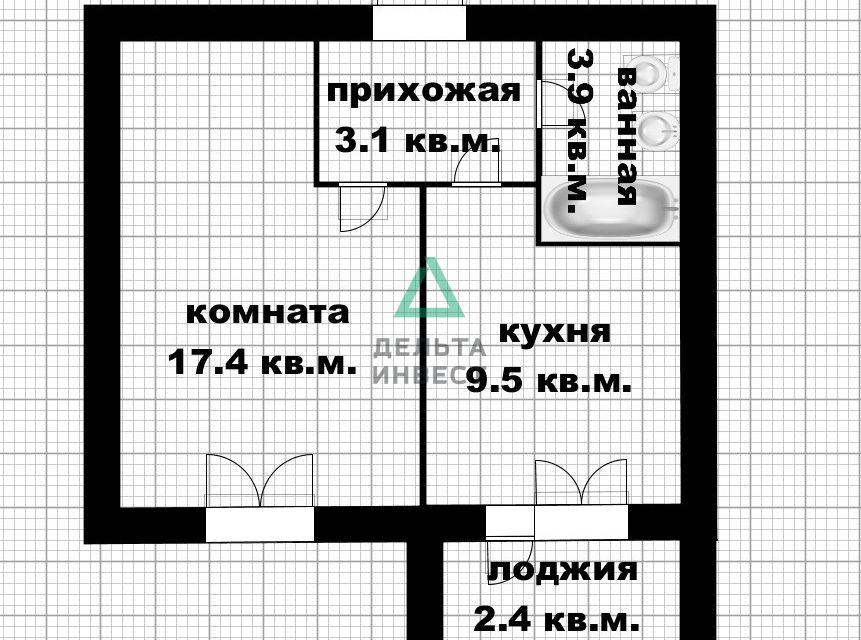 Продаётся 1-комнатная квартира, 34 м²