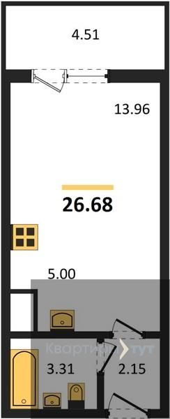 Продаётся студия, 26.68 м²