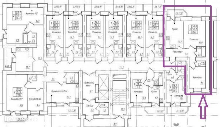 Продаётся 2-комнатная квартира, 52.2 м²