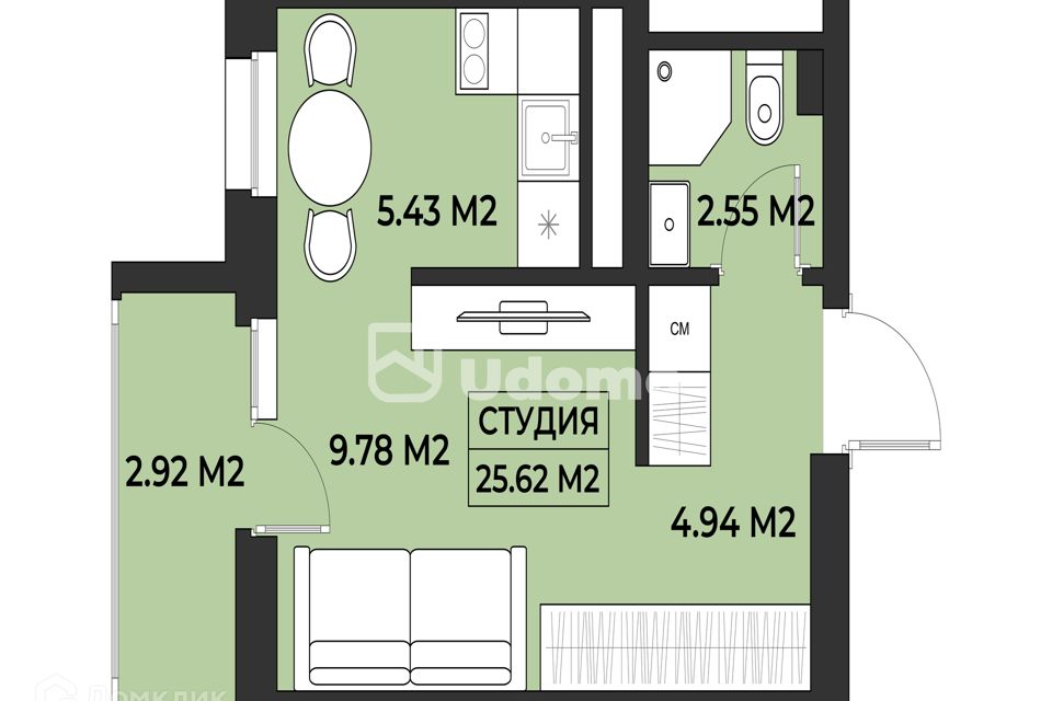 Продаётся студия, 25.62 м²