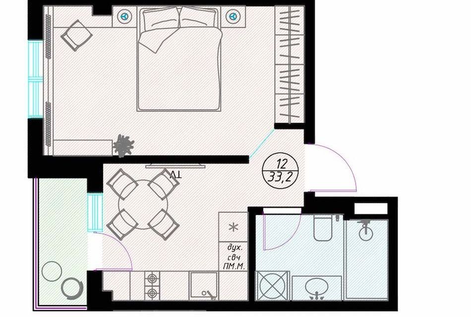 Продаётся 1-комнатная квартира, 36.4 м²