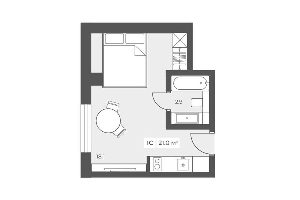 Продаётся 1-комнатная квартира, 21 м²