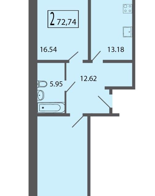 Продаётся 2-комнатная квартира, 75 м²