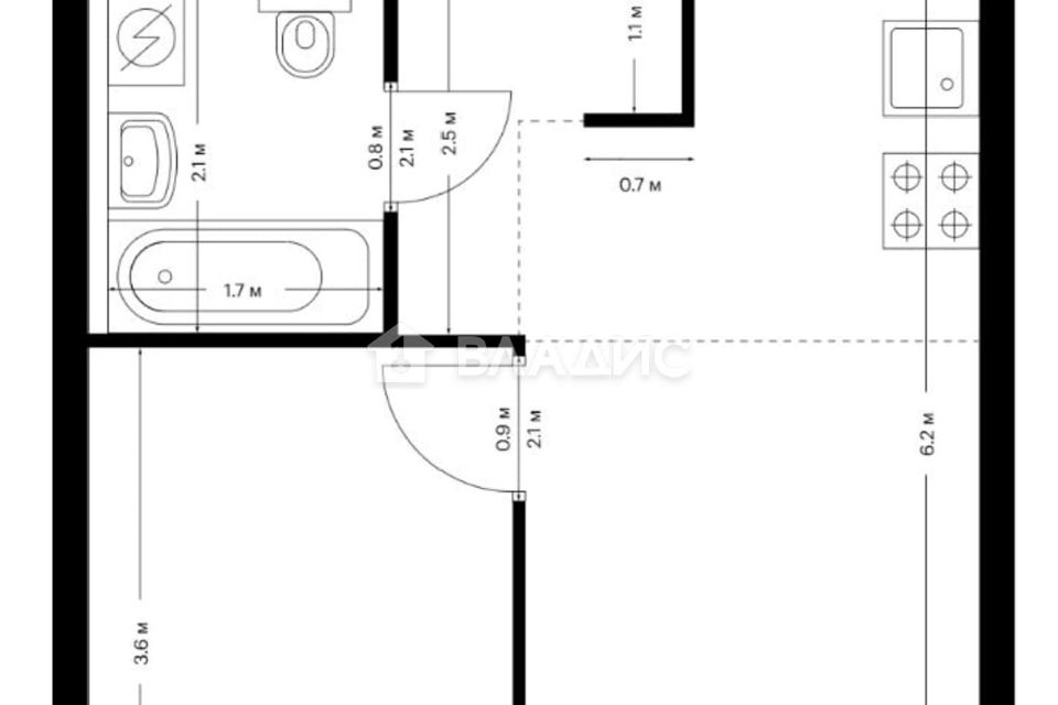 Продаётся 1-комнатная квартира, 32.4 м²