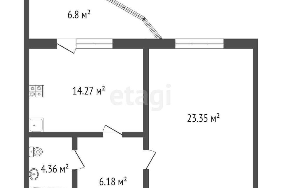 Продаётся 1-комнатная квартира, 48.5 м²