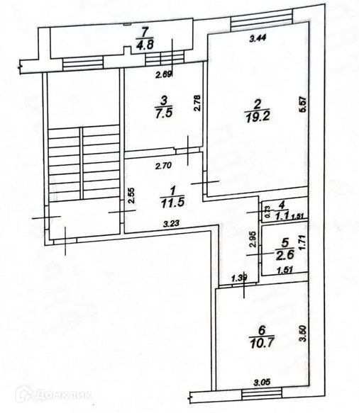Продаётся 2-комнатная квартира, 57.4 м²