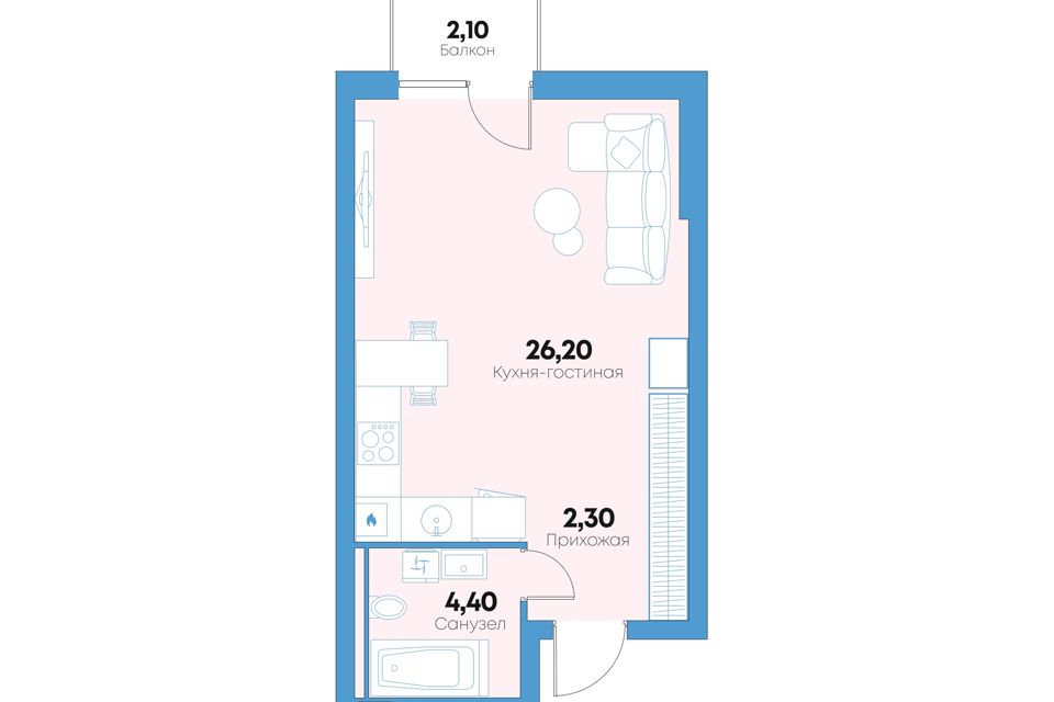 Продаётся студия, 35.1 м²