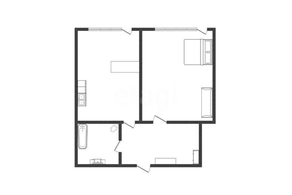 Продаётся 1-комнатная квартира, 45.7 м²