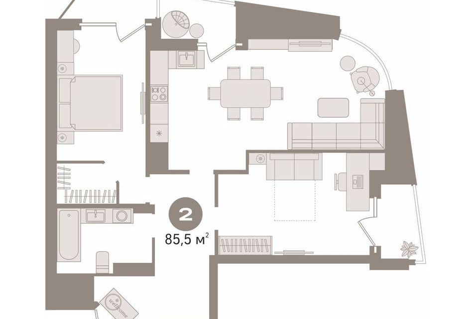Продаётся 2-комнатная квартира, 85.5 м²