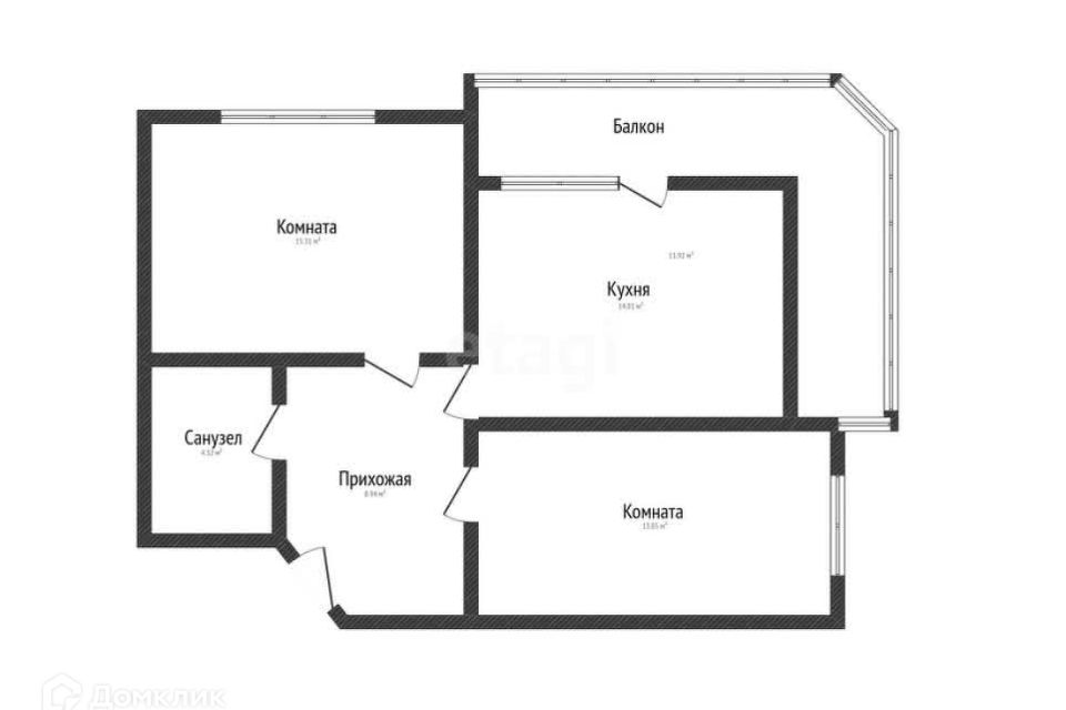Продаётся 2-комнатная квартира, 66.6 м²