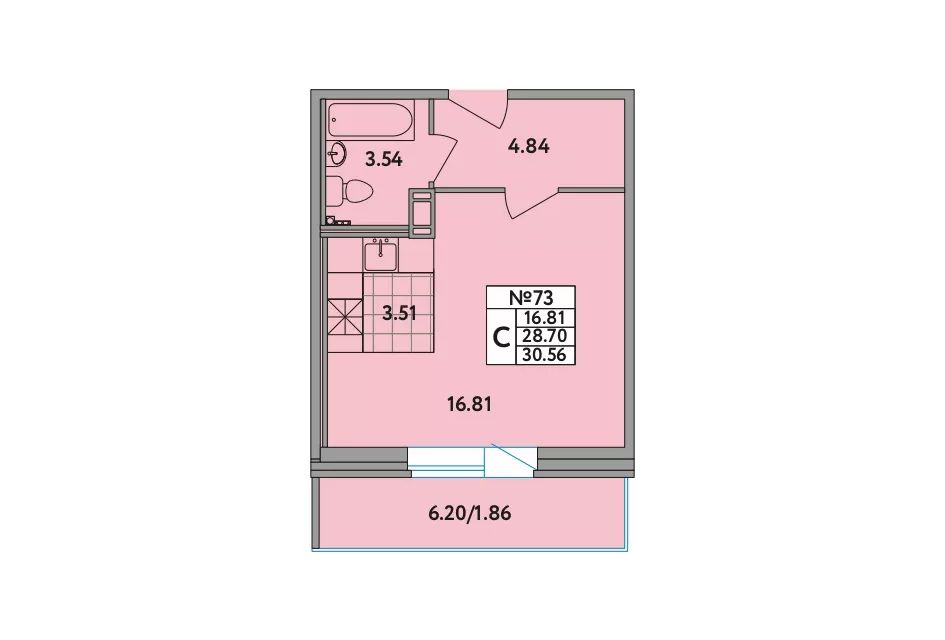 Продаётся студия, 30.3 м²