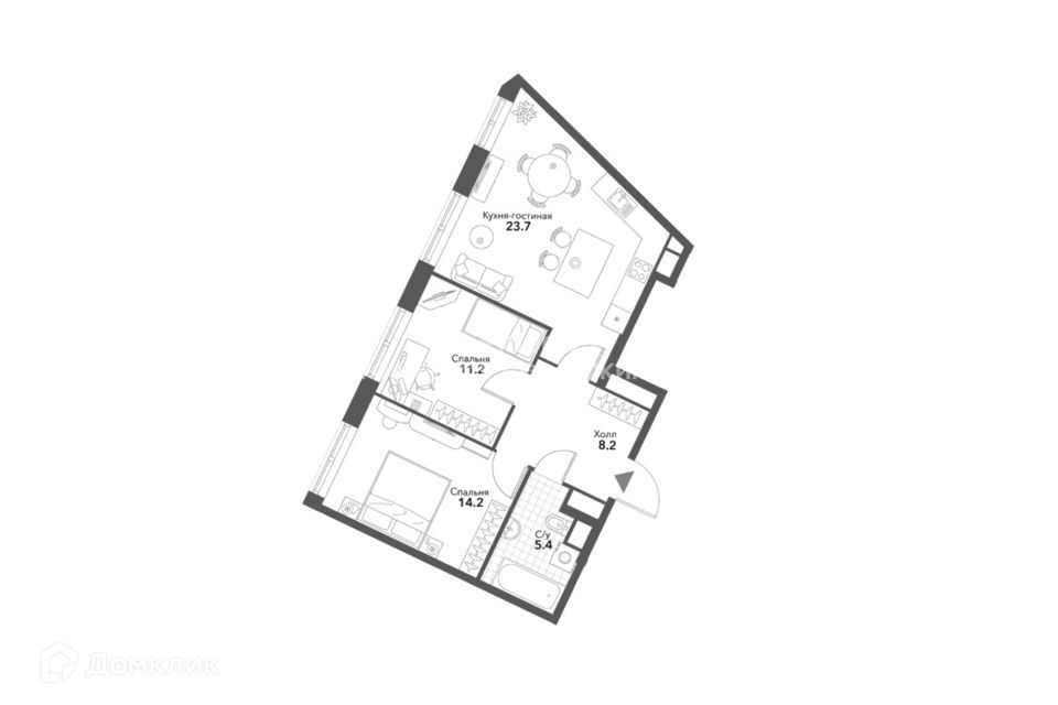 Продаётся 3-комнатная квартира, 62.9 м²