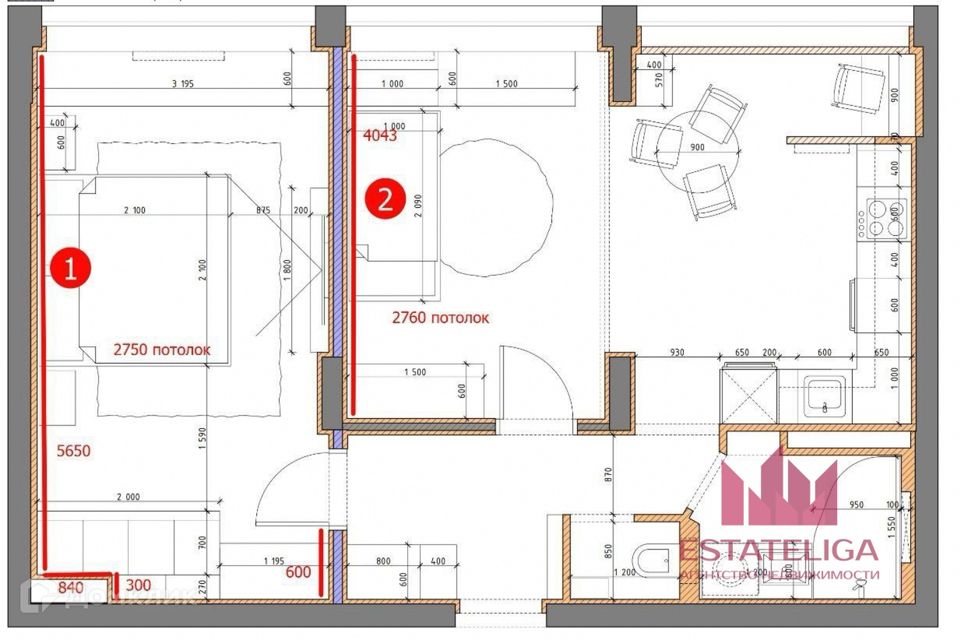 Продаётся 2-комнатная квартира, 52 м²