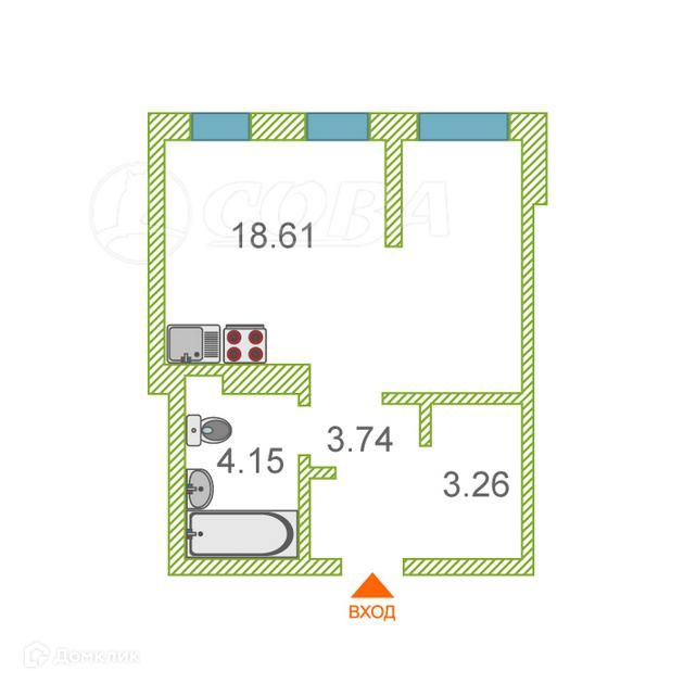 Продаётся 1-комнатная квартира, 30 м²