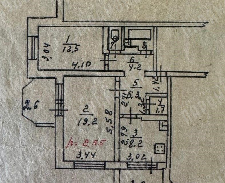 Продаётся 2-комнатная квартира, 61.1 м²
