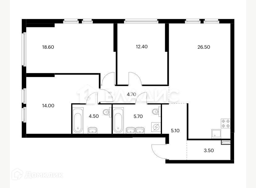 Продаётся 3-комнатная квартира, 95 м²