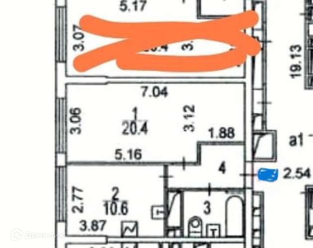 Продаётся 1-комнатная квартира, 39.6 м²