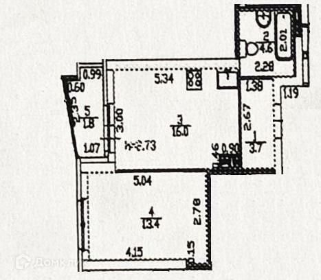 Продаётся 1-комнатная квартира, 37.7 м²