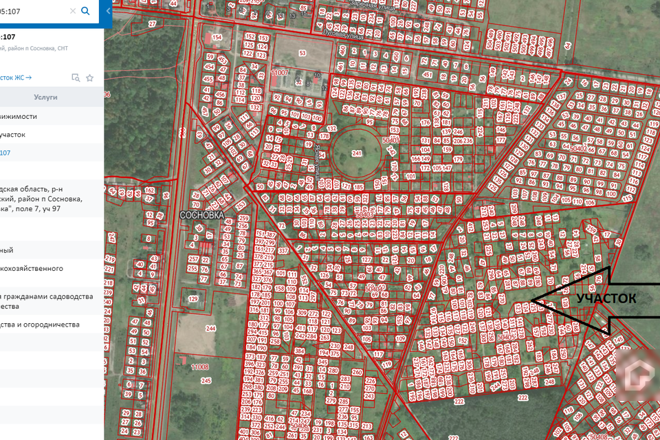 На плане изображен участок по адресу п сосновка ул зеленая