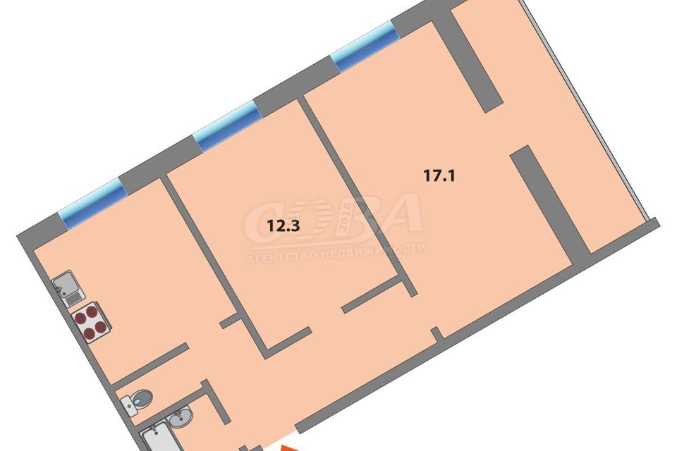 Продаётся 2-комнатная квартира, 50 м²
