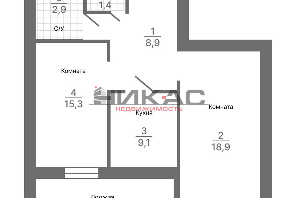 Продаётся 2-комнатная квартира, 56 м²