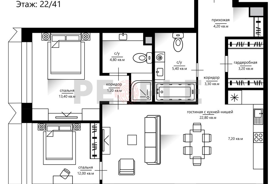 Продаётся 3-комнатная квартира, 75 м²