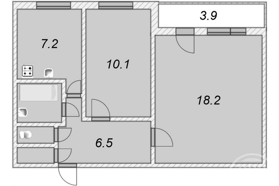 Продаётся 2-комнатная квартира, 46 м²