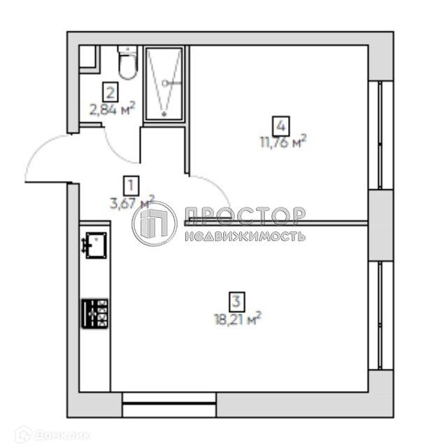 Продаётся 2-комнатная квартира, 36.48 м²