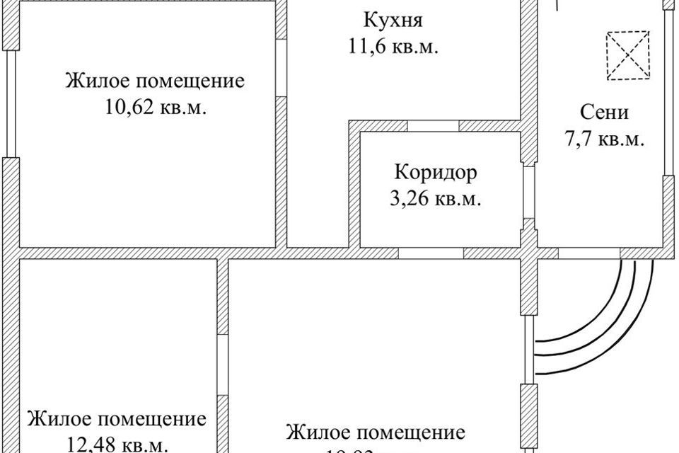 Продаётся 1-этажный дом, 72.4 м²