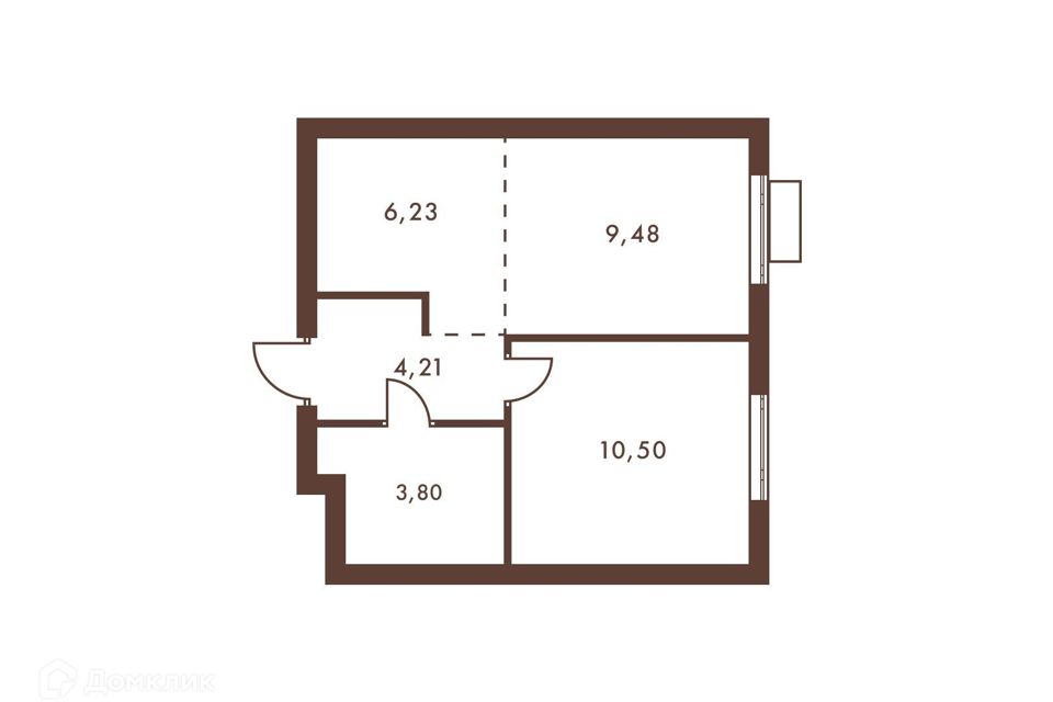 Продаётся 2-комнатная квартира, 34.22 м²